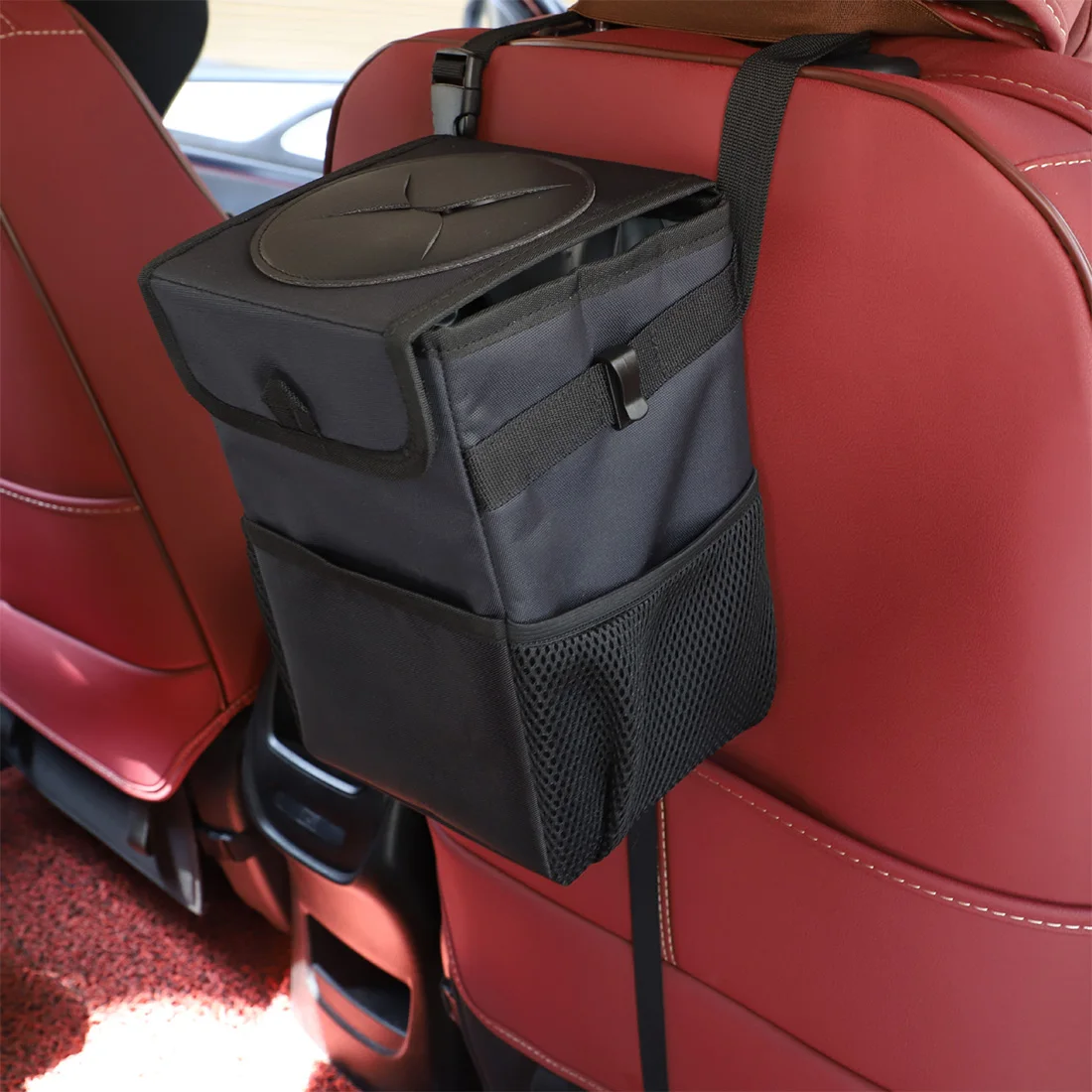 

Portable Car Trash Can Bin Auto Car Accessories Waterproof Organizer Garbage Dump For Trash Can Cars Storage Pockets Closeable