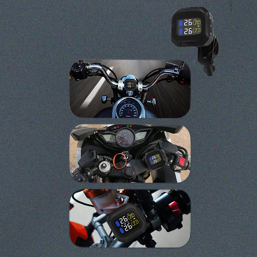 

M3 Waterproof Motorcycle Real Time Tire Pressure Monitoring System TPMS Wireless LCD Display TH/WI Sensors