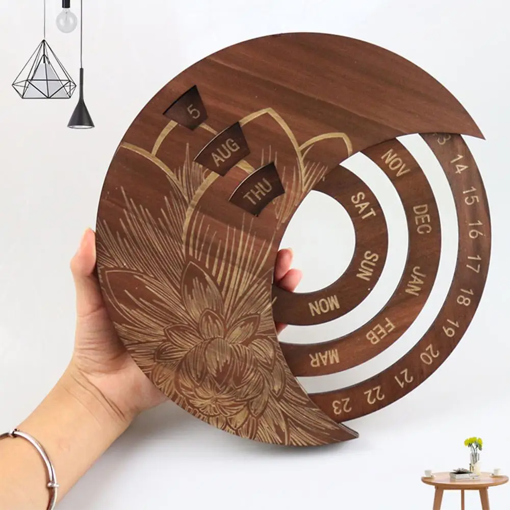 

Wooden Round Calendar Creative Wall Hanging Crafts Decorative Xmas Gift Advent Calendars For Living Room Kitchen Bedroom