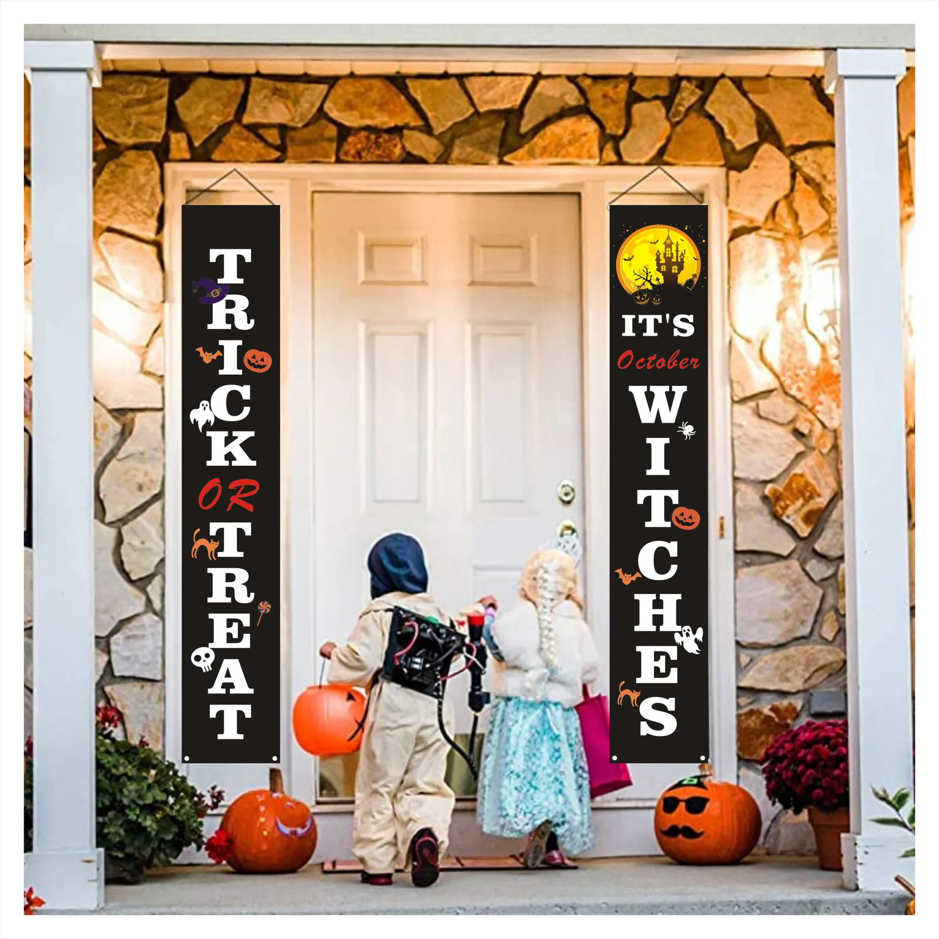 Halloween door curtain halloween couplets banner decoration |