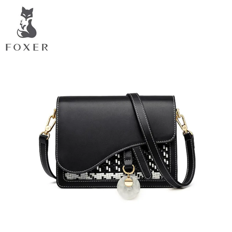 

FOXER women leather bag fashion splice luxury handbags women bags designer bags famous brand women bags crossbody bags for women