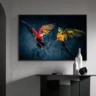 Танцующий красочный Попугай на холсте, Скандинавская плакат со львом, Настенная картина в скандинавском стиле для гостиной, домашний декор, без рамки