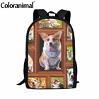 Модная школьная сумка Coloranimal с фотографиями корги для женщин и мужчин, повседневная сумка для ноутбука, студенческий холщовый рюкзак для книг для девочек и мальчиков