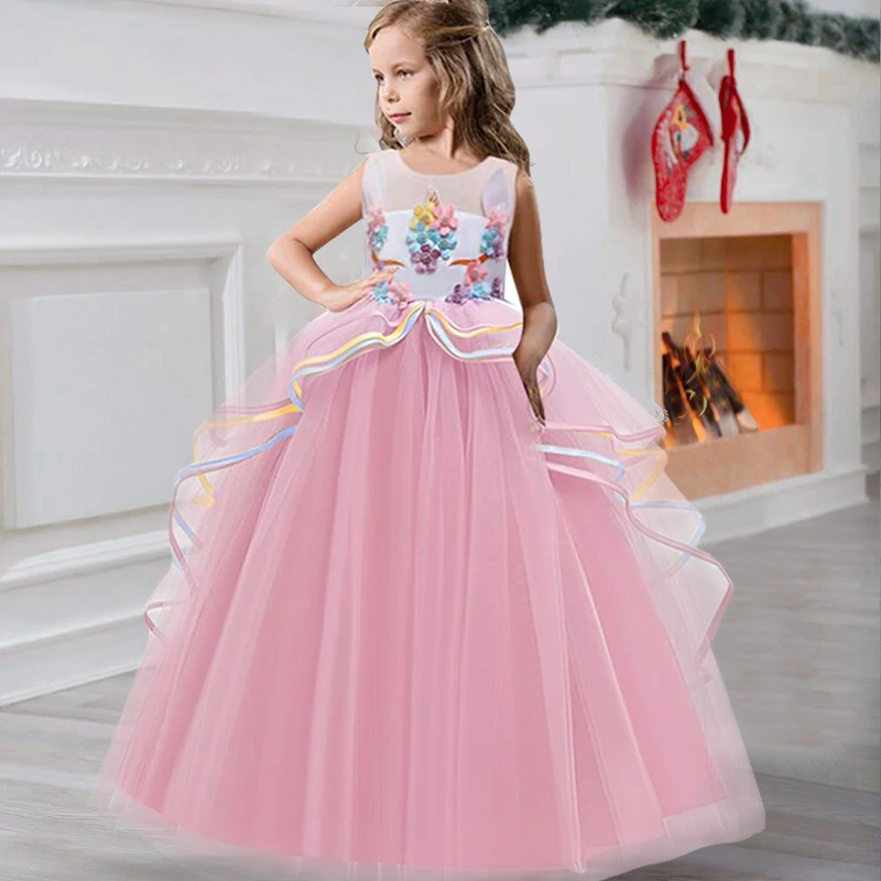 Style 3 Pink Элегантное вечернее платье для девочек на свадьбу длинные платья для выпускного вечера для детей, праздничные платья принцессы с v-образным вырезом на спине для девочек возрастом от От 6 до 14 лет - Цвет: Style 3 Pink
