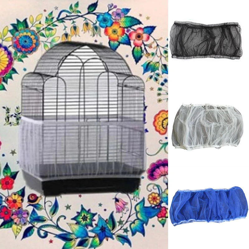 

Mesh Parrot Bird Cage Net Cloth Nylon Cage Cover Gauze Seed Catcher Fashion Easy Cleaning Practical Airy Pet Accessories Supply