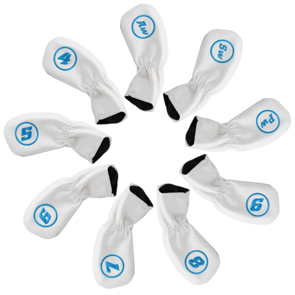 9 Pcs Golf Iron Head Covers Set Club Practice Trainer Headcovers with Elastic Band Training Aids Tools Accessories | Спорт и