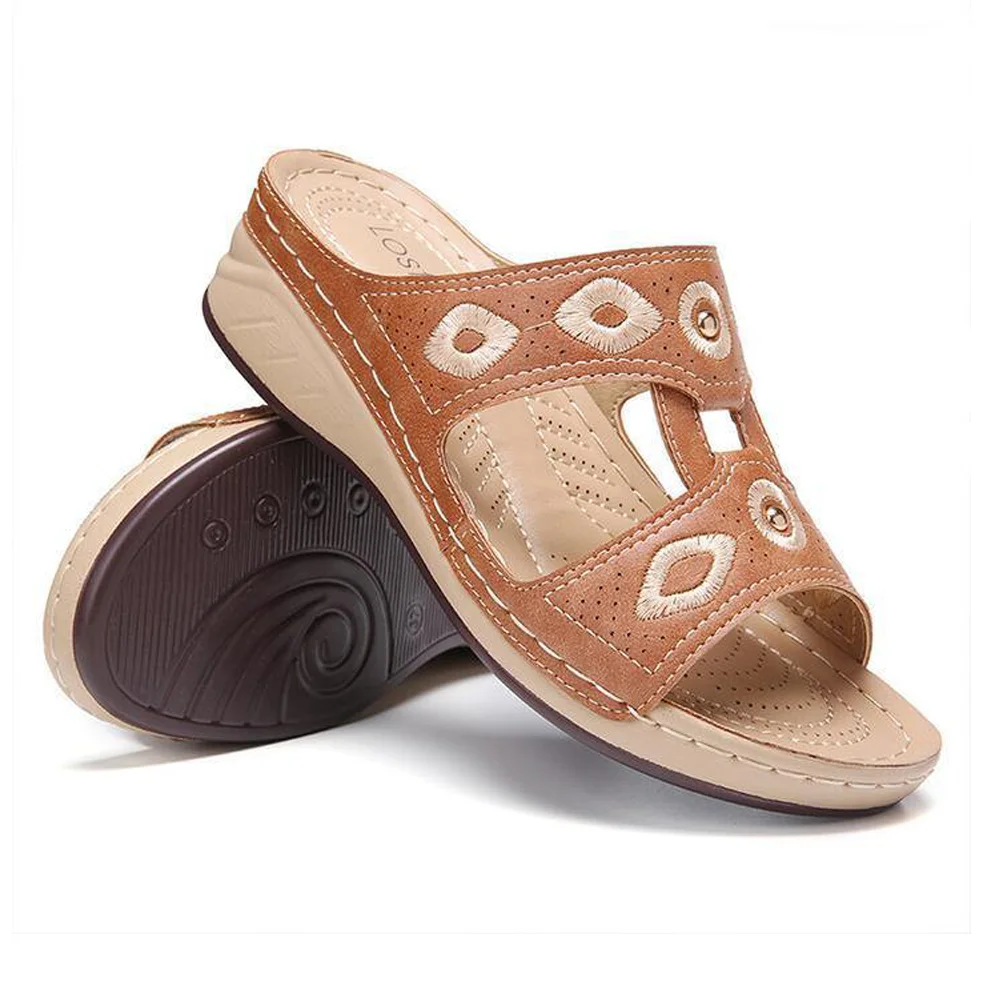 

Women Handmade Stitching Opened Toe Comfortable Beach Wedges Womens Sandals
