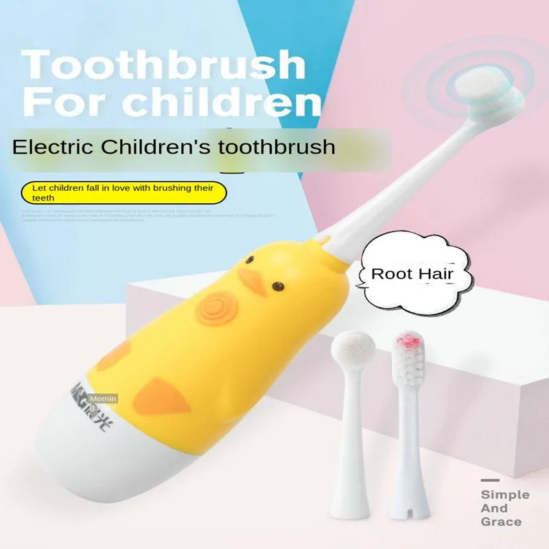 Мультяшная электрическая зубная щетка 10000 волос детская Мягкая для
