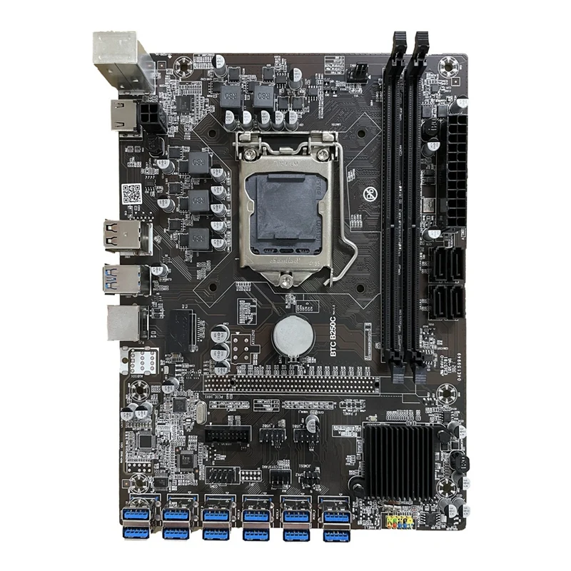 

BTC-B250C Mining материнская плата 12 USB3.0 к PCI-E, слот для графической карты LGA1151 2XDDR4 16 Гб DIMM RAM SATA 3,0, материнская плата
