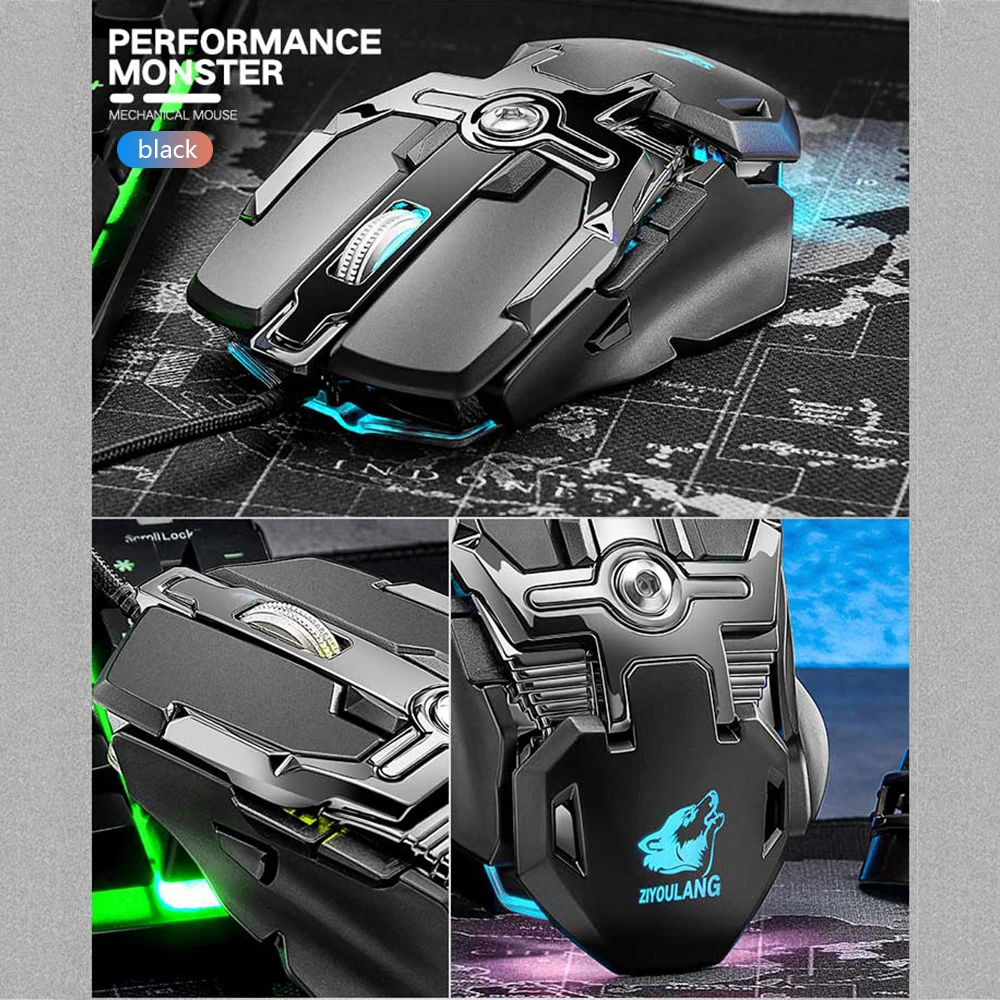 ZIYOULAN V15 профессиональная компьютерная игровая мышь USB Проводная эргономичная конструкция с подсветкой Макросъемка геймерская мышь для ПК ноутбука