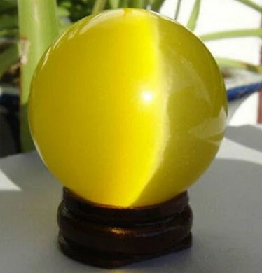 + 323 Горячая продажа Азиатский Кварц желтый кристалл кошачий глаз ШАР СФЕРА 40 мм