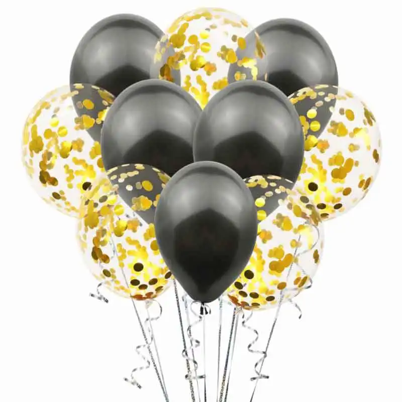 gold black 10 шт./компл. 12 дюймов многоцветный конфетти латексных воздушных шаров с Свадебные украшения шары Baby Shower День рождения Праздничный Декор - Цвет: gold black