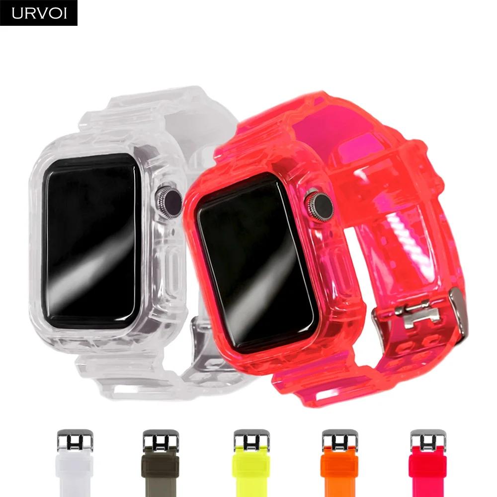 URVOI прозрачный ТПУ ремешок для Apple Watch серии 4 5 чехол iWatch защита на запястье 40 44 мм