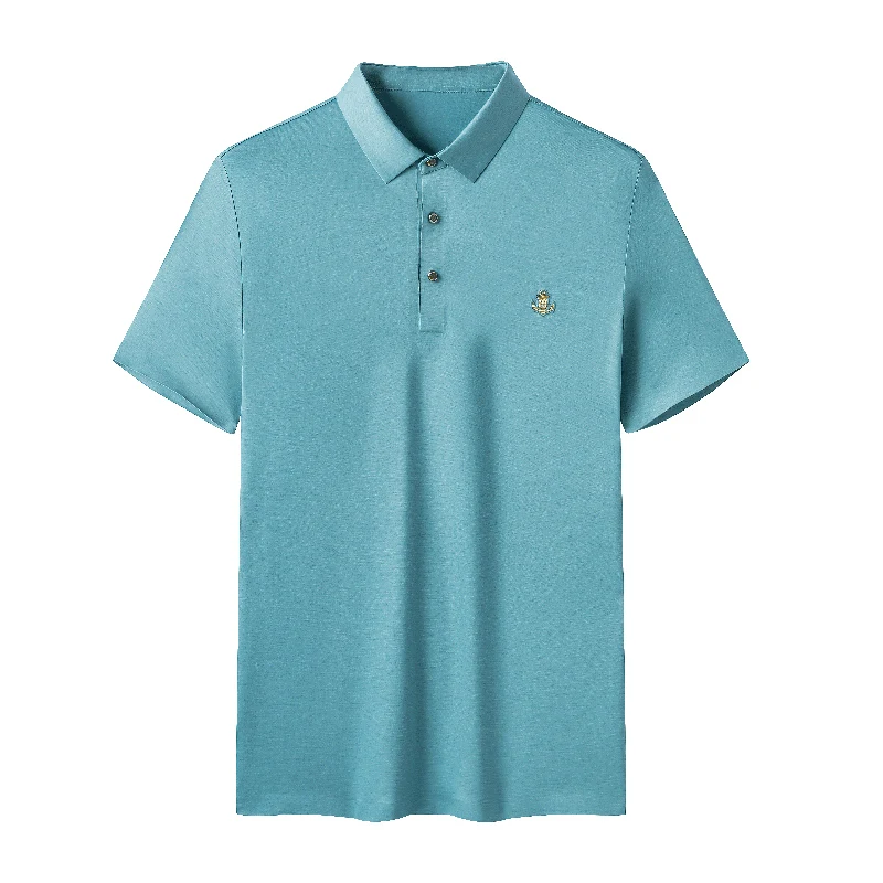 

Very Good Quality Material Men Polo Shirt Business Mulberry Silk Cool Great Feeling Short Sleeve Summer Clothing D1206