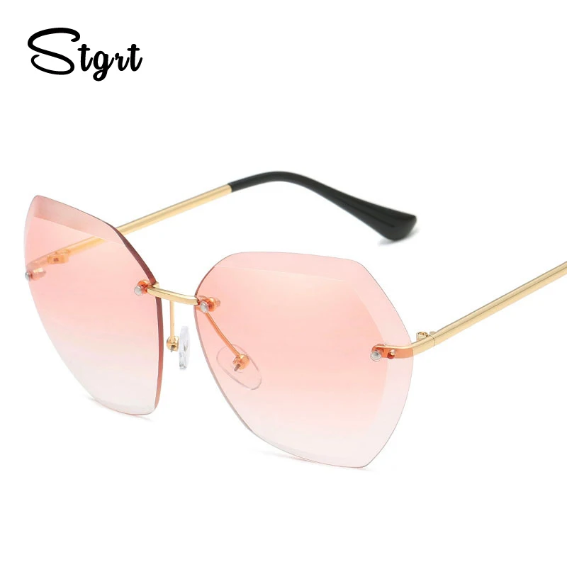 Солнцезащитные очки женские без оправы винтажные дизайнерские розовые