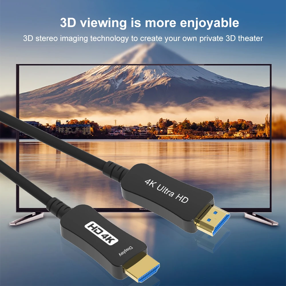 Кабель HDMI 2 0 совместимый с оптическим волокном 4K @ 60 Гц 18 Гбит/с HDR 8 бит CEC EDID ARC