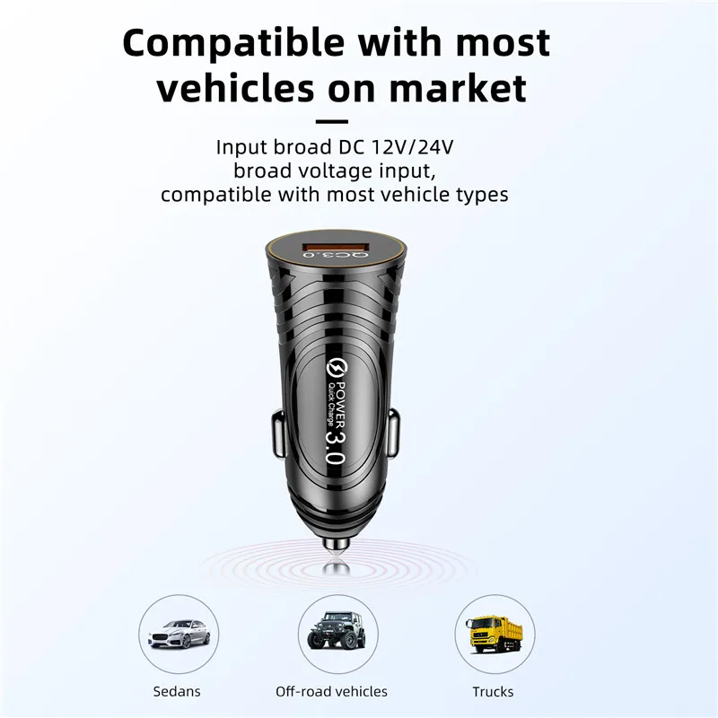 

Single Port Quick Charge QC 3.0 USB 48W Car Charger Adapter For iPhone 12 Xiaomi Redmi Huawei Samsung S8 S9 S10 Plus Car Charge