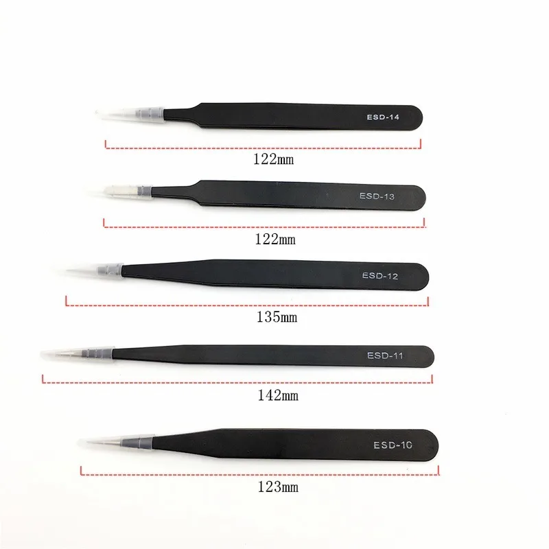 Металлический антистатический гибкий пинцет с прямым наконечником точная