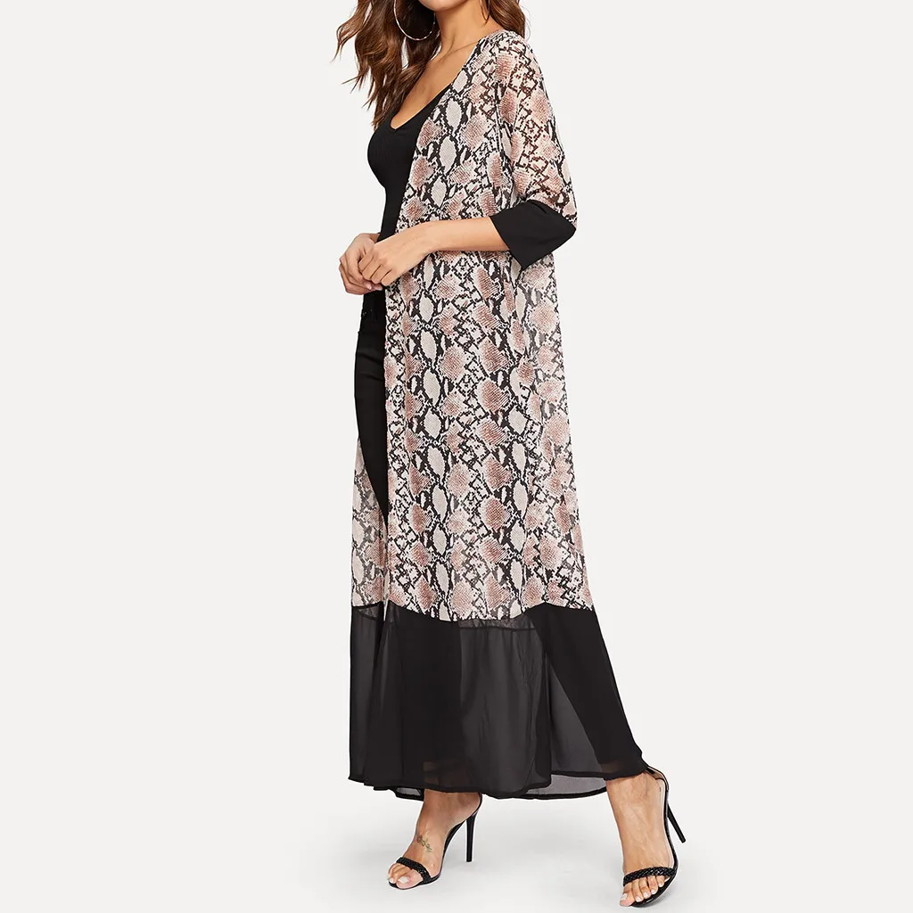 

2019 Summer New Fashion Slim Type Women Casual Loose Snake Leopard Print Long Sleeved Cardigan Blouse Z725