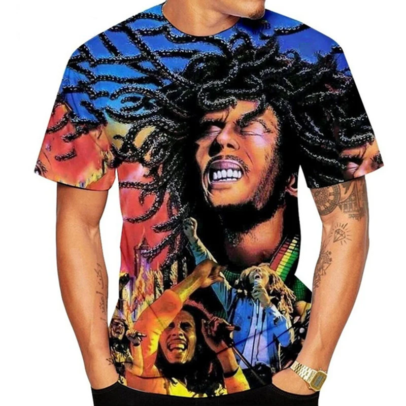 

Camiseta con estampado 3D de Bob Marley para hombre y mujer, Tops de buena calidad, Camiseta informal, nueva