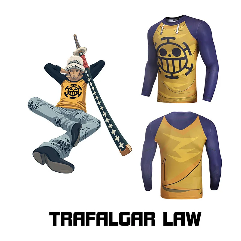 

Футболка мужская компрессионная с длинным рукавом, спортивный топ с 3D принтом в стиле японского аниме, цельный Топ с длинным рукавом для фит...