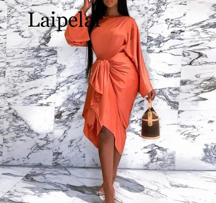 

Laipelar Vintage Flare Sleeve Long Dress Women Winter Midi Elegant Bodycon Dress Female Party Night Slim Dress Vestidos Bandage