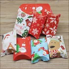 10 шт. Рождественская коробка из крафт-бумаги в форме подушки коробка для конфет рождественские подарки коробки для детей с новым годом 2021