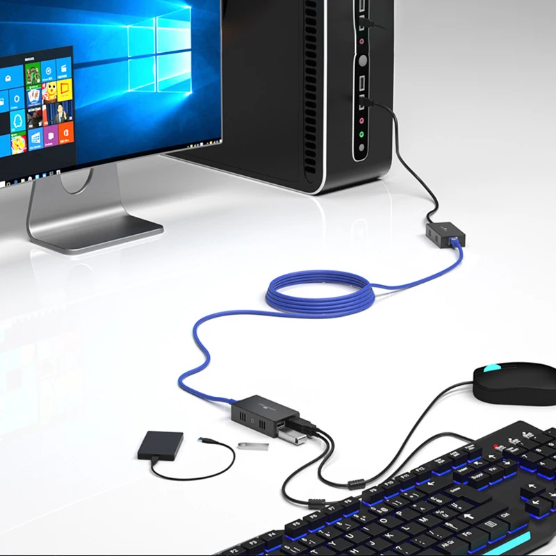 USB-удлинитель 120 м 4 порта USB стандарт Ethernet RJ45 UTP кабель Cat5e/6 USB2.0 приемник-передатчик