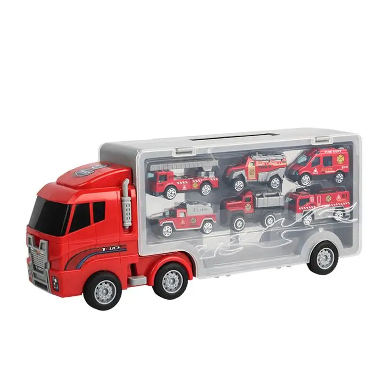 

Storage Container Truck Fire Engine Engineering Truck Vehicle Alloy Pull Back Car Toy Transport Car For Kids Christmas Gift