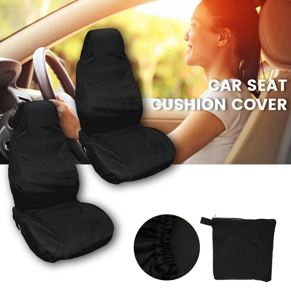 

2Pcs Car Seat Covers Set Universal Fit Most Cars Covers With Van Black Waterproof Track Detail Styling Car Seat Protector