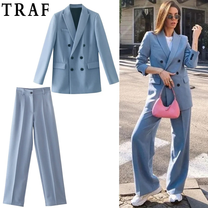 

TRAF Zar White Blazer Women Black Double Breasted Elegant Female Blazer Suits Office Casual Blazer Woman Red Long Sleeve Jackets