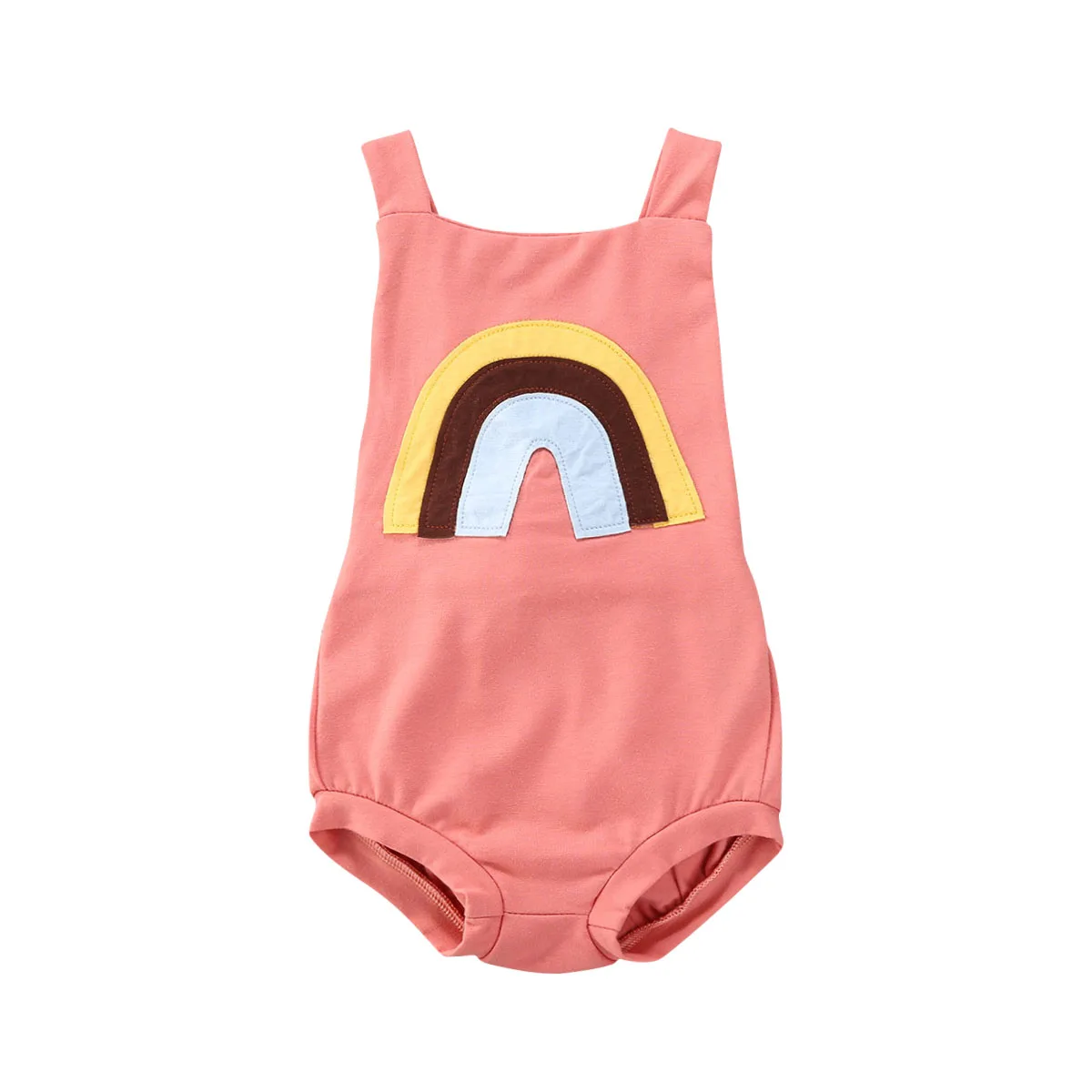 Комбинезон для маленьких девочек без рукавов на бретельках с радужной нашивкой