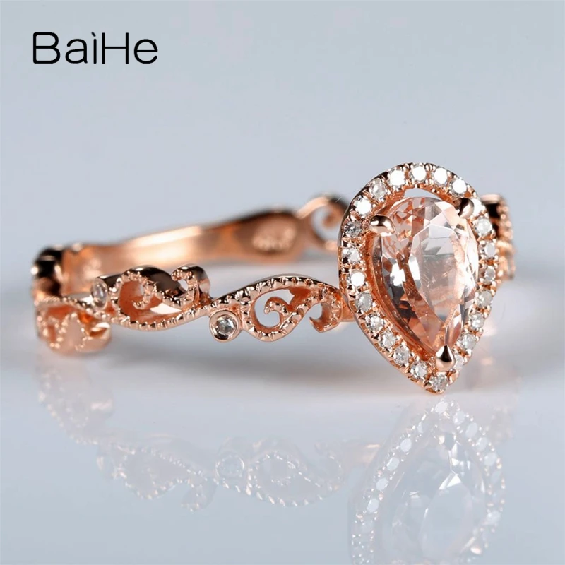 Кольцо BAIHE в античном стиле женское свадебное кольцо из 10 карат розового золота с