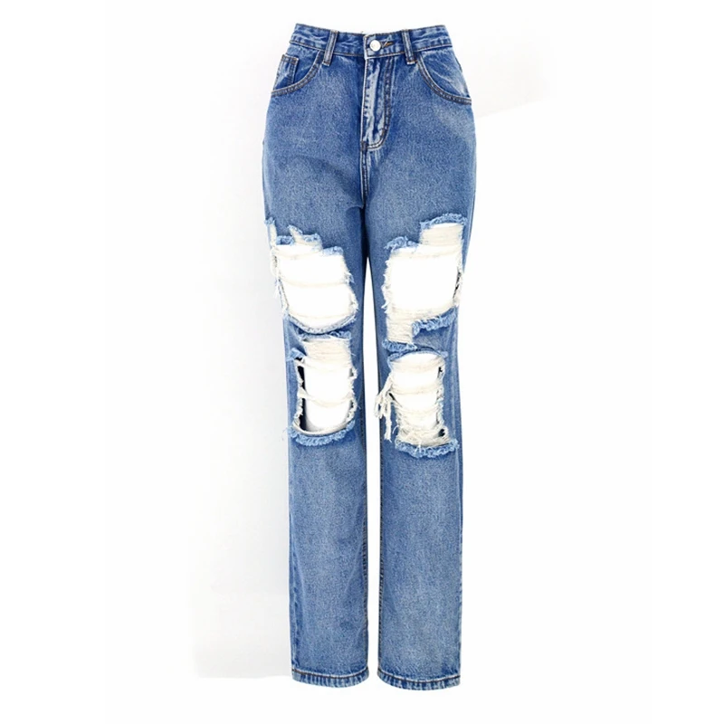 Оптовая продажа цена рваные джинсы для женщин уличная Штаны Push up эстетическое