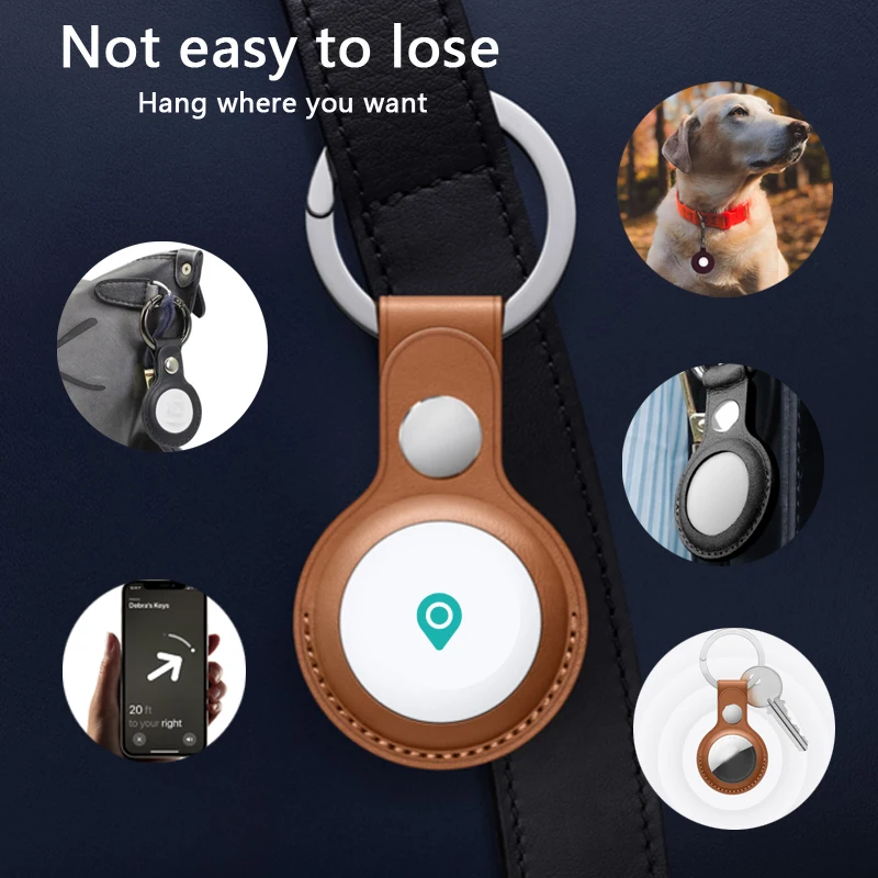 

For Apple Airtags PU Leather Protective Sleeve For Apple Locator Tracker Anti-lost Device Keychain Protective Sleeve Hot