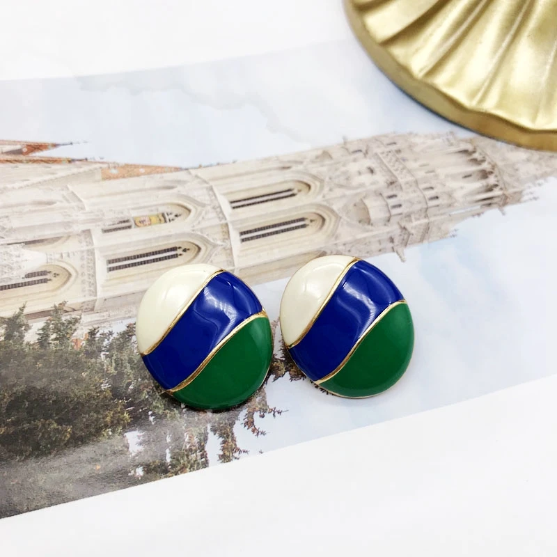 

Fashion Oval Shape Earrings Enamel Brincos Splicing Drip Glaze Accessories For Women's Modern Gift