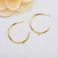 123 10pcs 30mm 24k gold color round with hanging hole stud earrings high quality diy jewelry making findings