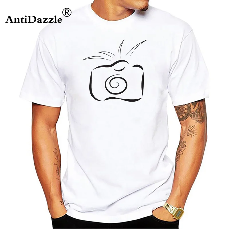 Antidazzle с логотипом камеры фотографа Мужская футболка чистый хлопок короткий