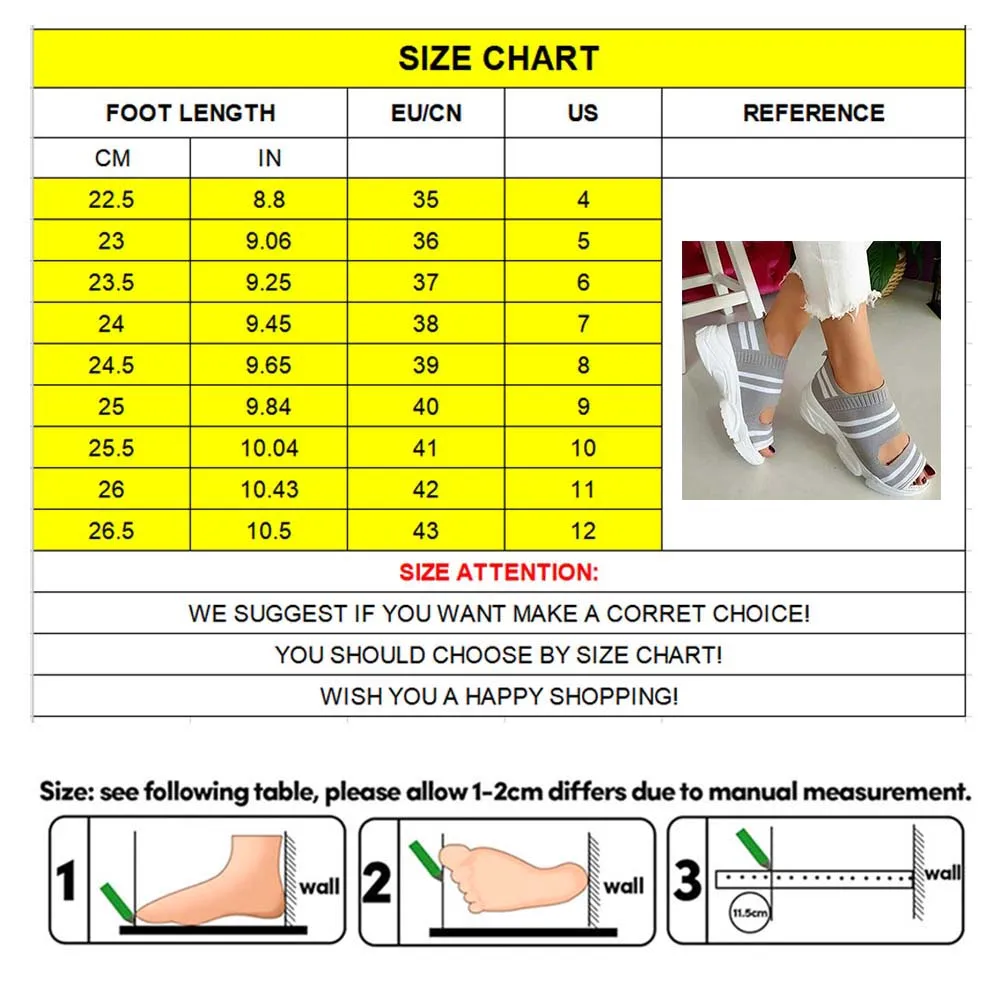 Woman Knitted Sandals Summer Platform Comfortable Sandals  Sports Shoes  Female Slip on Peep Toe Ladies Sneakers