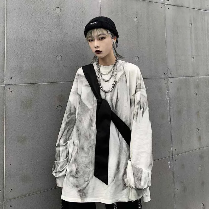 

punk TIE Dye Graffiti Print Casual T shirt Women clothes Pullover Harajuku Streetwear tshirt Hip Hop top tee 2020 new arrival