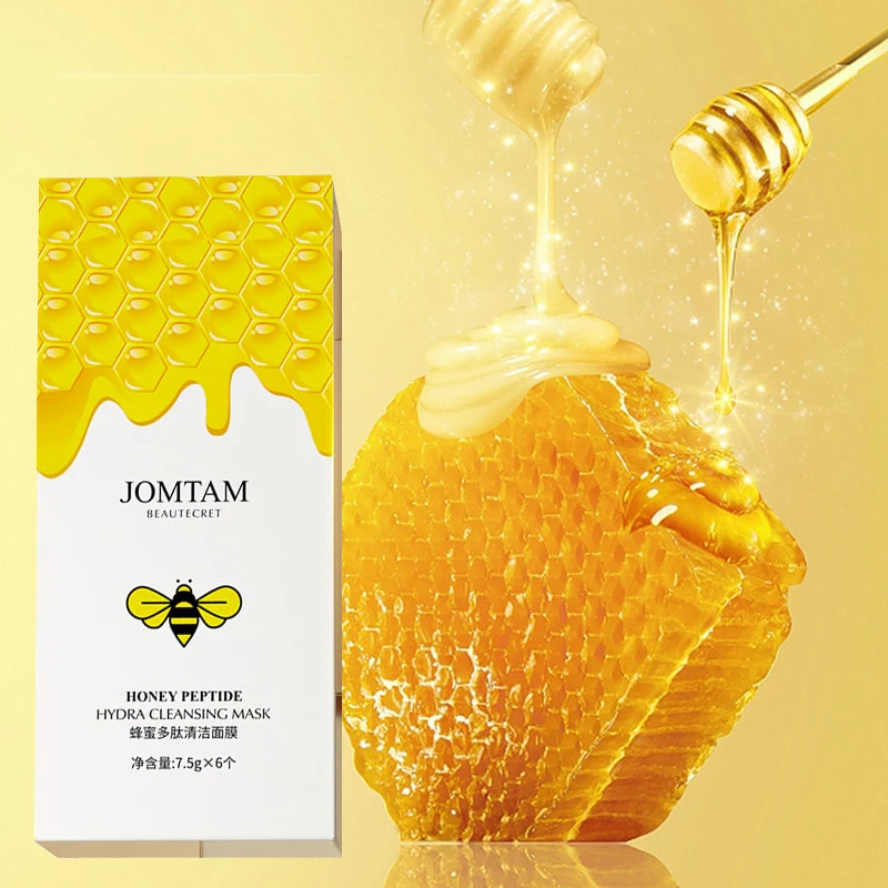 6pcs/Set Honey Peptide Hydra Cleansing Mask Moisturizing Oil-Control Anti-Aging Whitening Depth Replenishment Wrapped | Красота и