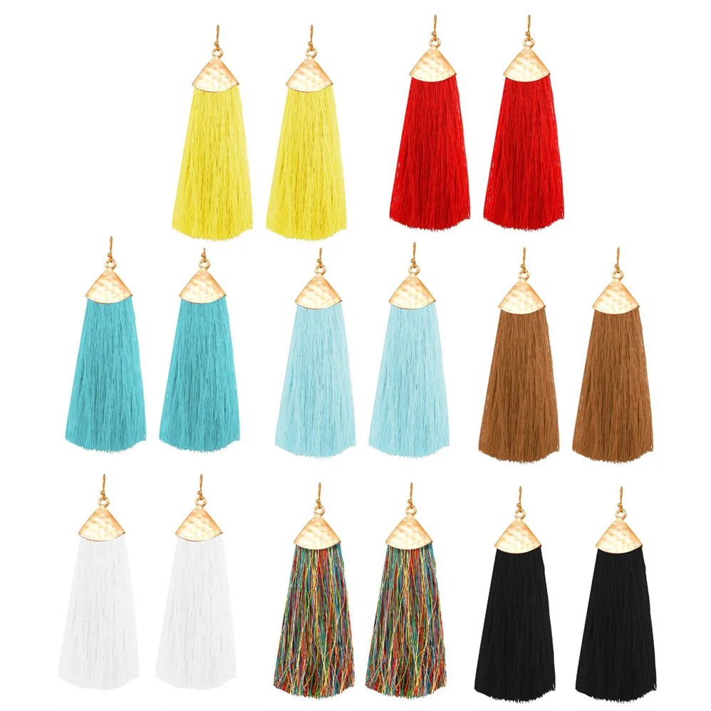 Новый дизайн модные длинные серьги с кисточками новые богемные Красочные