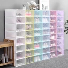 6 шт. откидная крышка прозрачный штабелируемые коробки для хранения для защиты обуви от пыли ящик Чехол Штабелируемый Органайзер коробка для обуви Экономия места