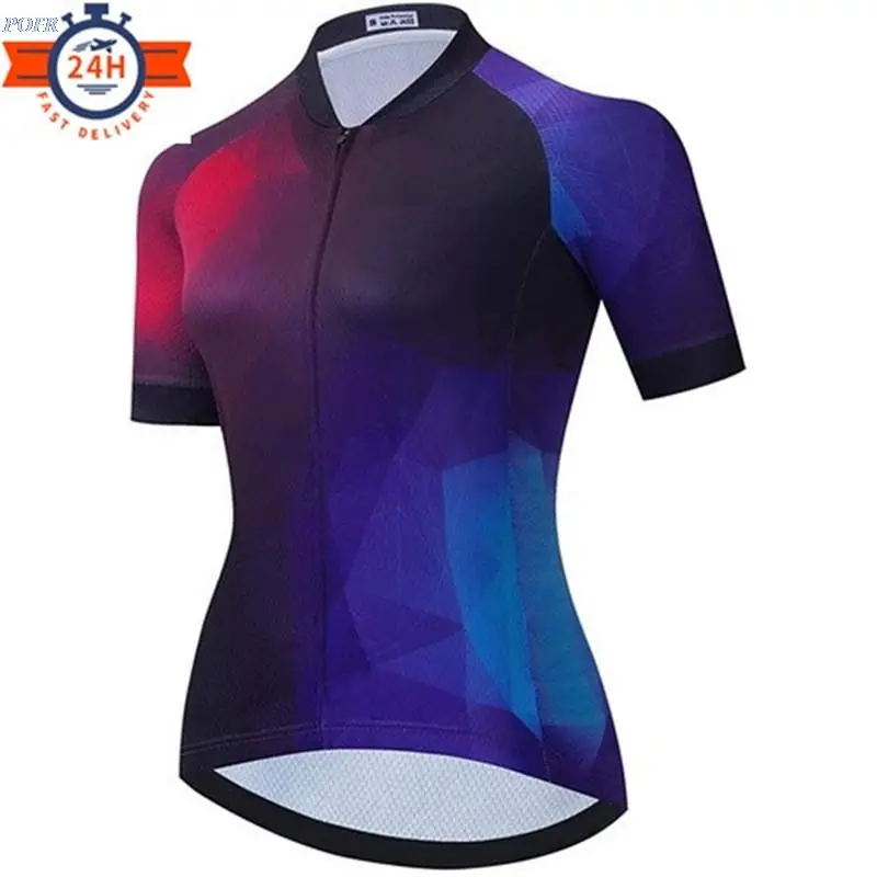 

[Delivery 24 hours] 2022 women's short-sleeved cycling jersey summer spandex blue gradient bike top mountain bike sports suit