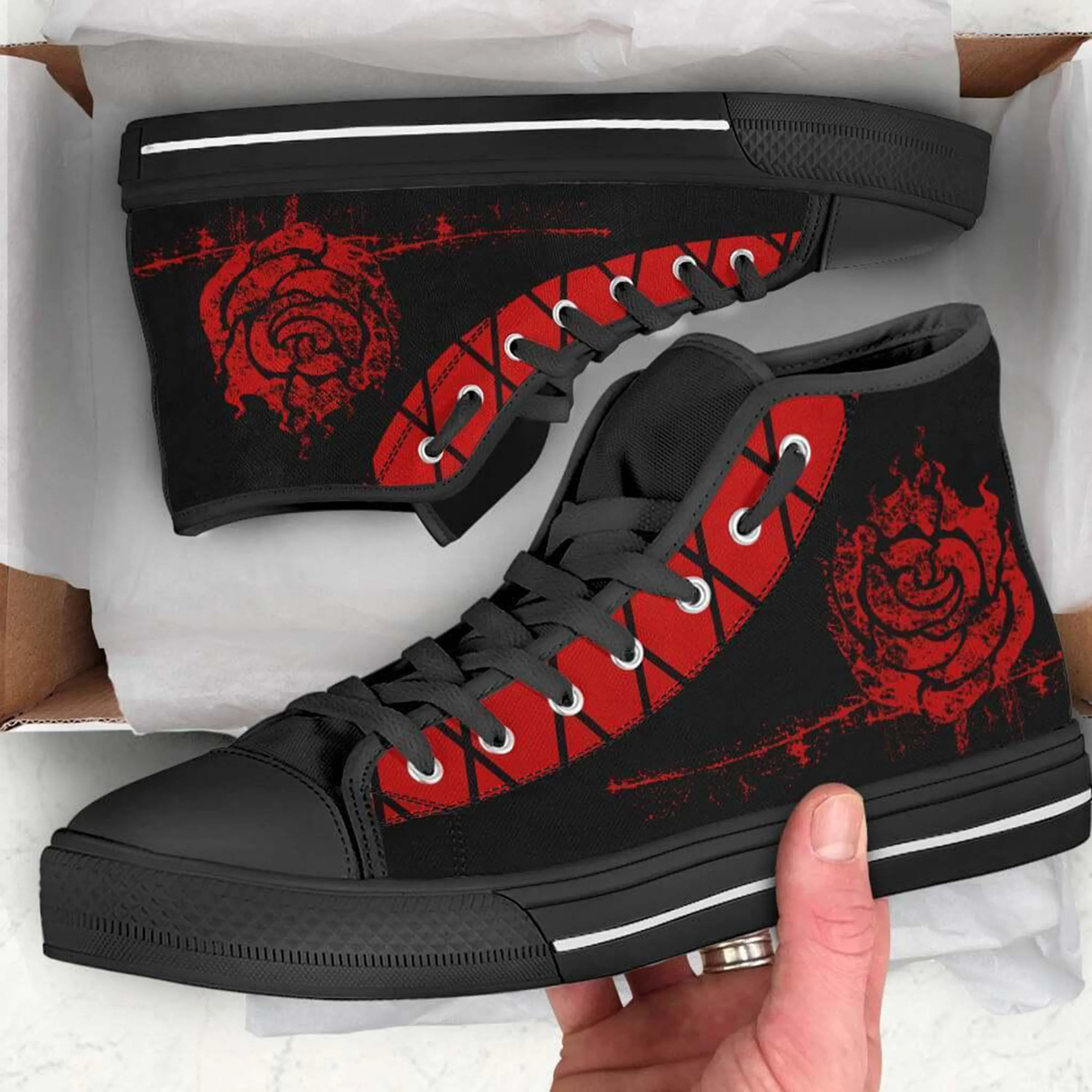 

Ruby Rose High Top Sneakers Mens Womens Teenager Casual Shoes Canvas Running 3D Print Shoes Cosplay Breathable Lightweight shoe