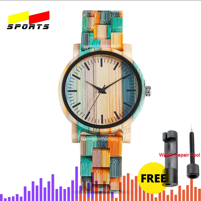 Спортивные часы QW Montre Bambu Dama Madera бамбуковые наручные для женщин деревянные с