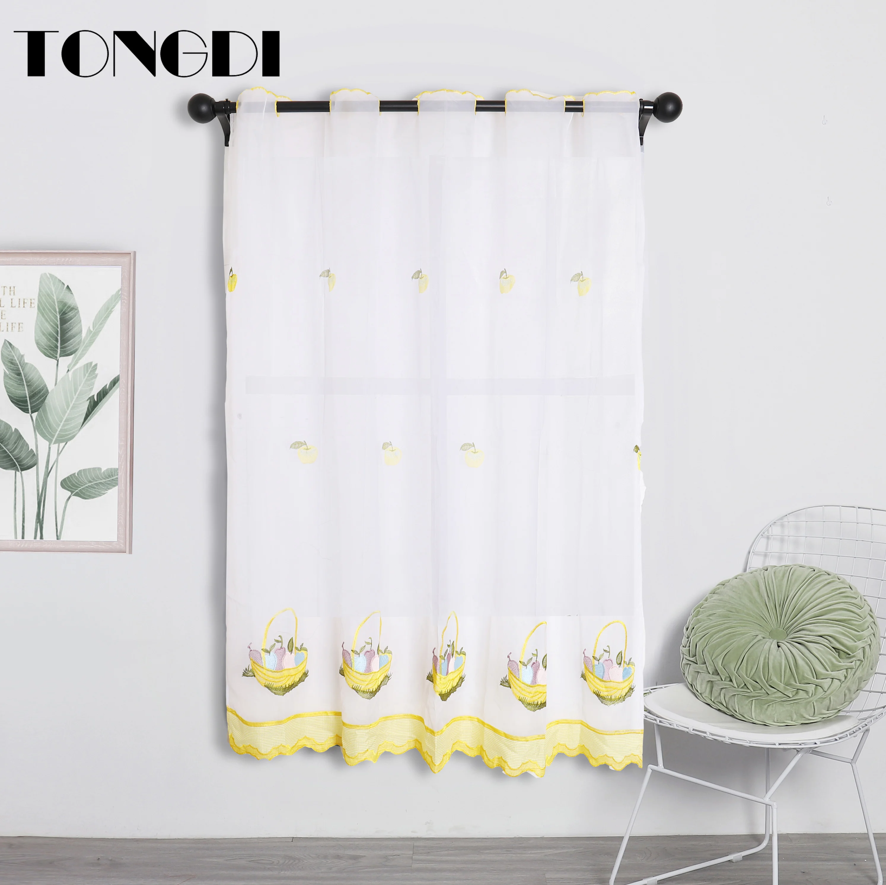 TONGDI кухонная занавеска балдахин прозрачная Красивая вышивка пасторальные ярусы