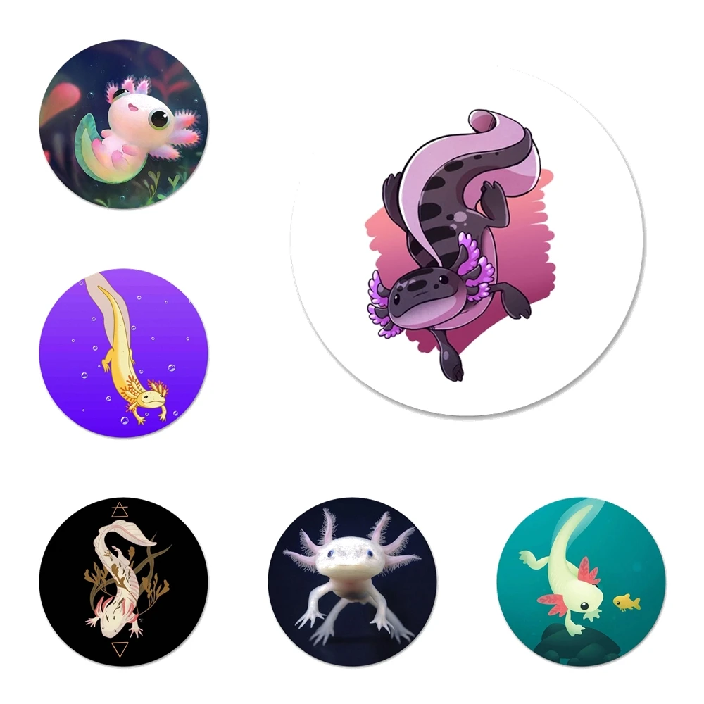 Милые значки с животными Axolotl металлические для детской лампы диаметром 58