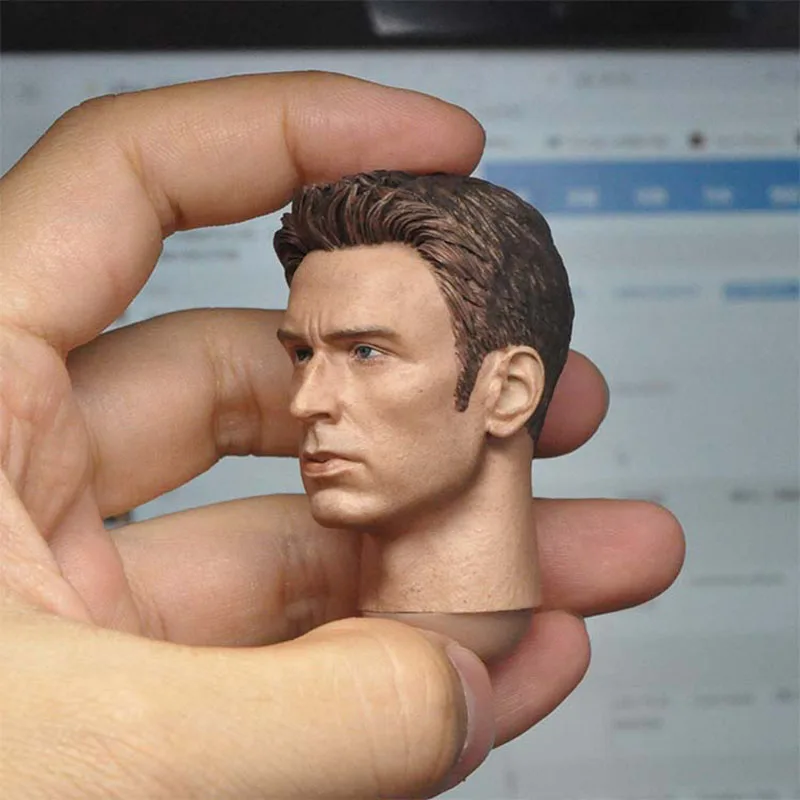 

1/6 Scale Male Actor Star Chris Evans Head Sculpture PVC Head Carving Fit 12'' Soldier Action Figure Dolls