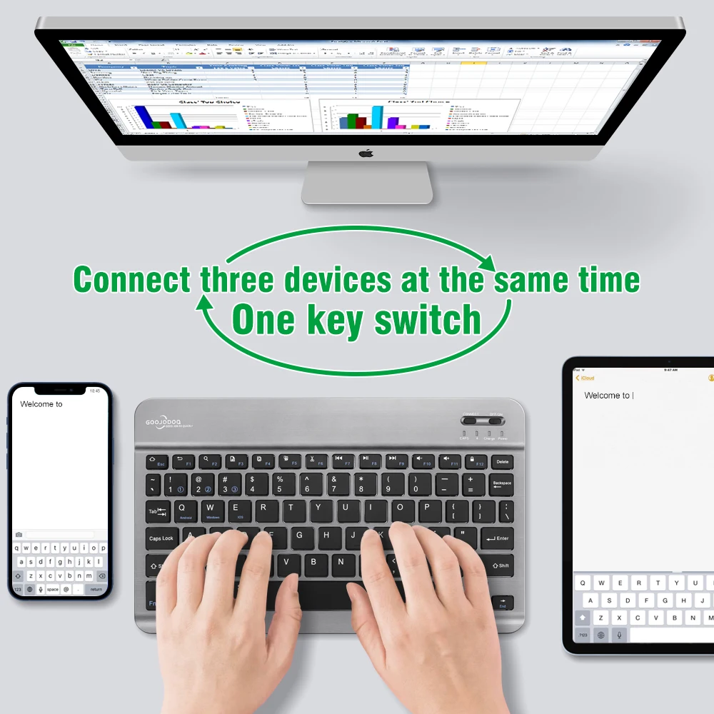 Беспроводная клавиатура и мышь для iPad планшет смартфон Bluetooth Xiaomi Samsung Huawei Teclado Sem Fio